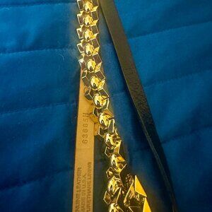 St John  Chunky Gold/Black leather Evening  Belt M/L  NWT